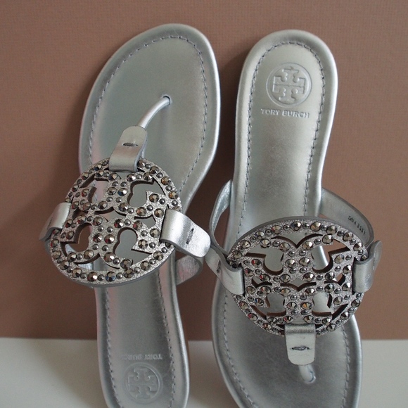 silver miller tory burch sandals